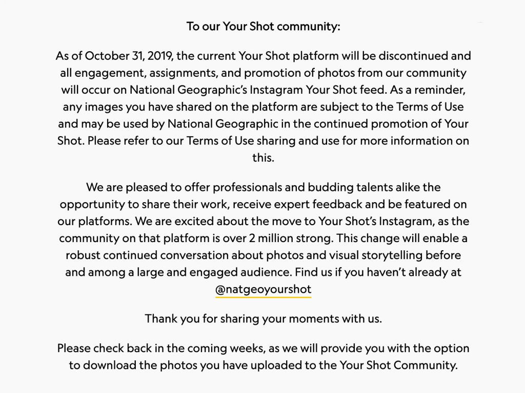 To National Geographic καταργεί τη πλατφόρμα Your Shot